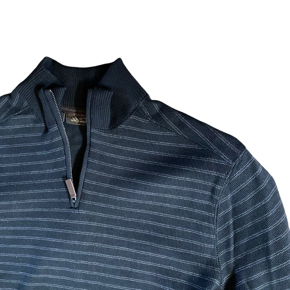 Tasso Elba Men's half Zip Marled Textured Knit Sweater Blue Size Medium - Picture 9 of 10
